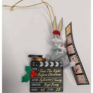 VTG Looney Tunes Christmas Ornament Bugs Bunny in Director's Chair Film Strip